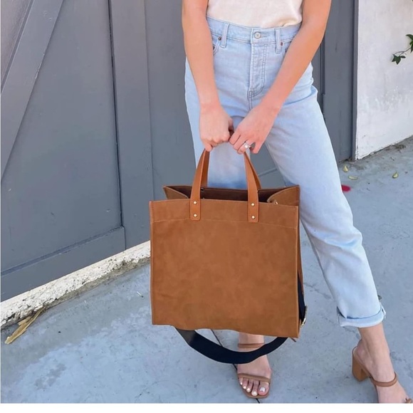 THREADED PEAR CAMEL CAMPBELL TOTE W DESSERT  BOHO REMOVABLE CROSSBODY STRAP - Picture 1 of 13